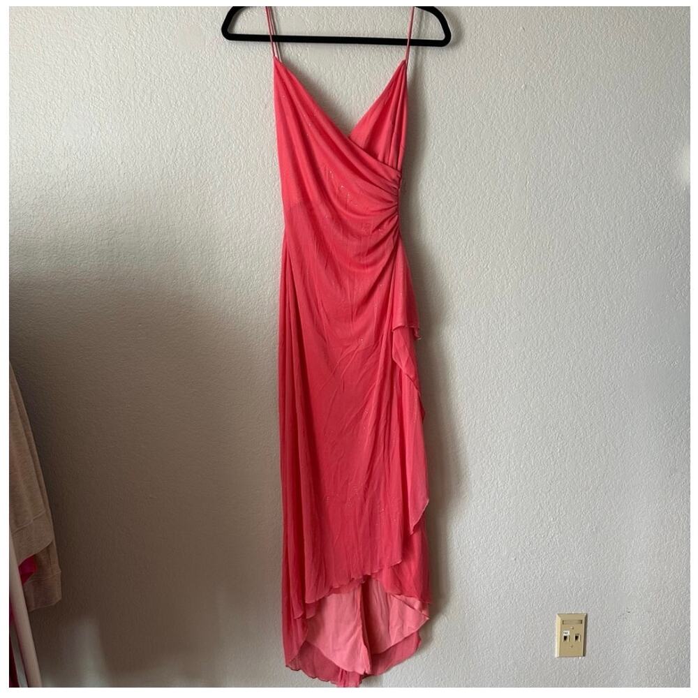 Y2k Rampage Pink Sparkly Assymetrical handkerchief Midi Dress - Picture 6 of 10